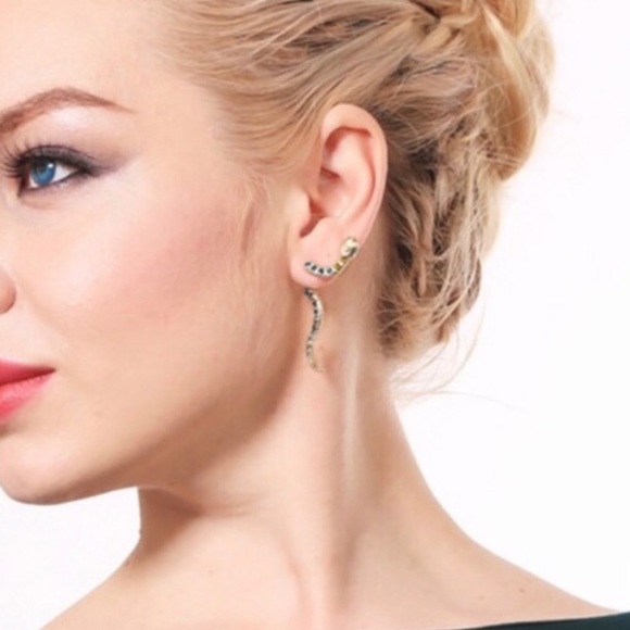 New Boutique Snake Rhinestone Unique Earrings - Picture 11 of 12